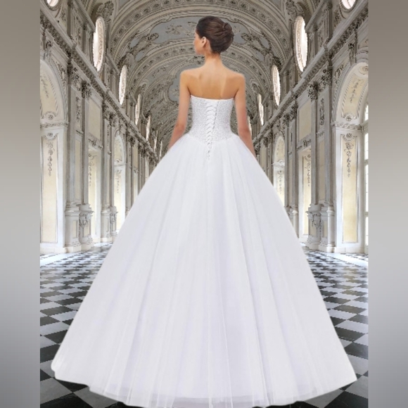 📣LikedPage 👑Elegant 👰 Ivory Strapless Formal Wedding Gown 💃NWOTags Size 4️⃣ - Picture 2 of 9